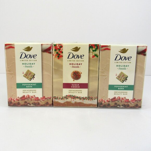 Dove Limited Edition Holiday Treats 2 Peppermint Bark & 1Sugar Cookie Beauty Bar - Picture 8 of 8